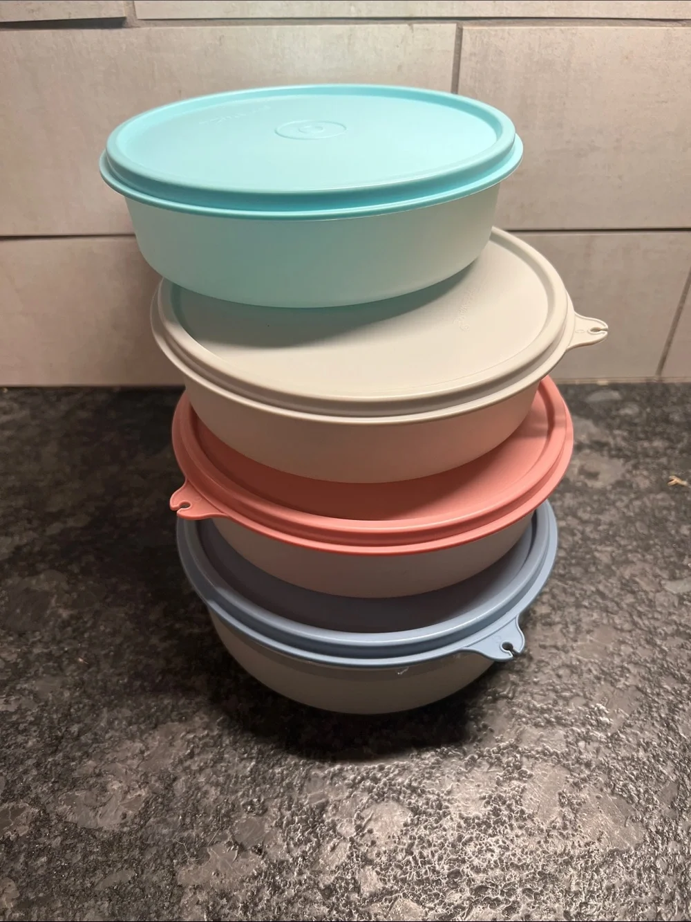 Airtight Stackable Food Storage Bowl Set - Pastel Multi-Color
